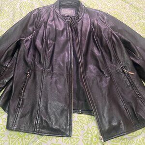 Jessica London Plus Size 18W Real Black Leather Jacket